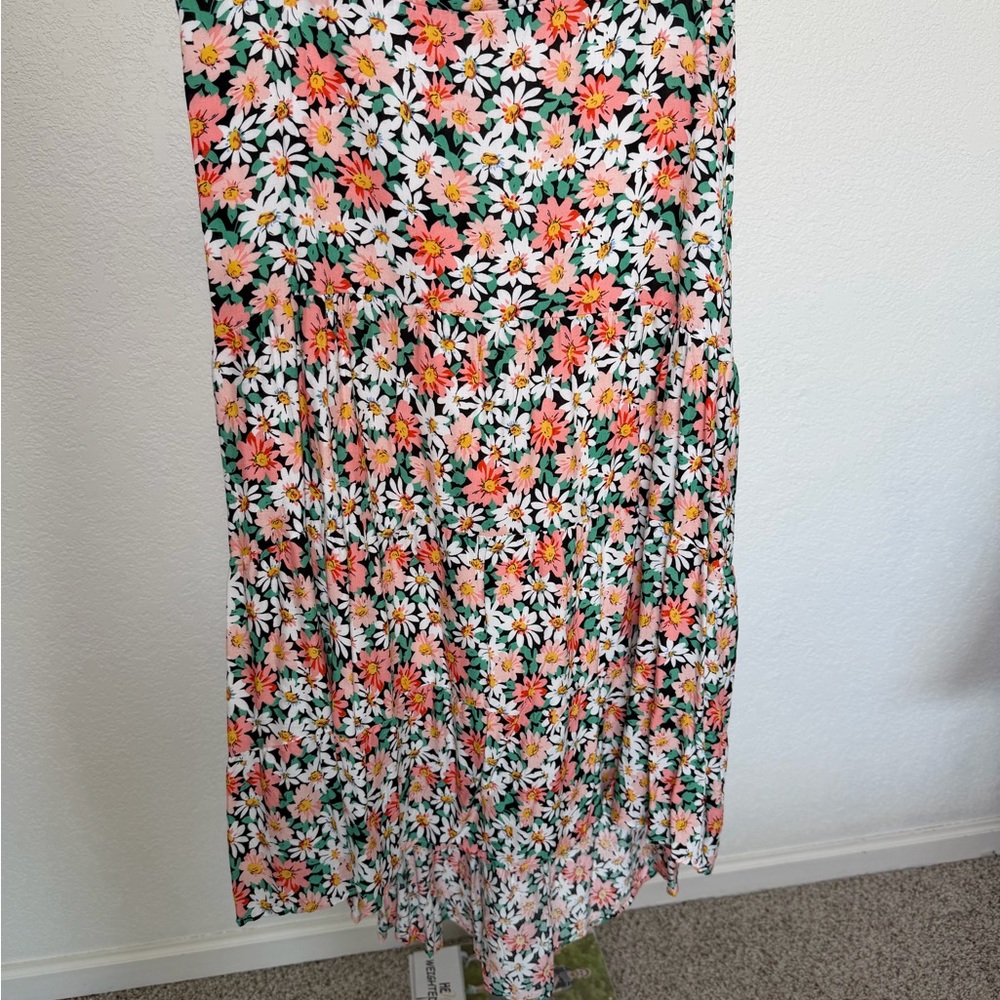 Floral Daisy Maxi Skirt - Pink & White